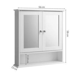 PAWNORA Bathroom Cabinet Double Mirror Cabinet in White - thumbnail 2