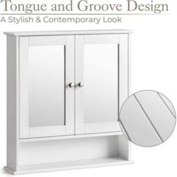 PAWNORA Bathroom Cabinet Double Mirror Cabinet in White - thumbnail 3