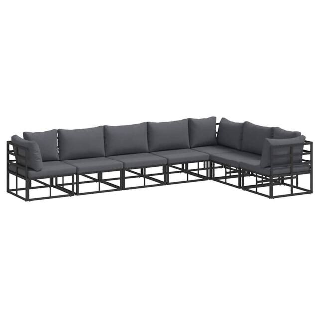Berkfield Home Garden Sofa Set with Cushion with Pillow 7 pcs Black Aluminium - image 1