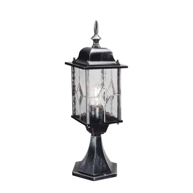 Netlighting Wexford 1 Light Outdoor Pedestal Lantern Black Silver IP43 E27 - image 1