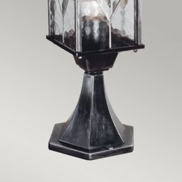 Netlighting Wexford 1 Light Outdoor Pedestal Lantern Black Silver IP43 E27 - thumbnail 3