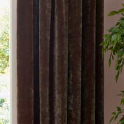 Yard Heavy Chenille Velvet Room Darkening Pencil Pleat Curtain Pair in Brown - Size: 229 cm width x 229 cm drop - thumbnail 3