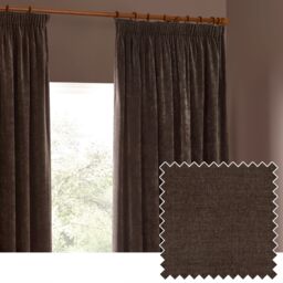 Yard Heavy Chenille Velvet Room Darkening Pencil Pleat Curtain Pair in Brown - Size: 229 cm width x 229 cm drop - thumbnail 1