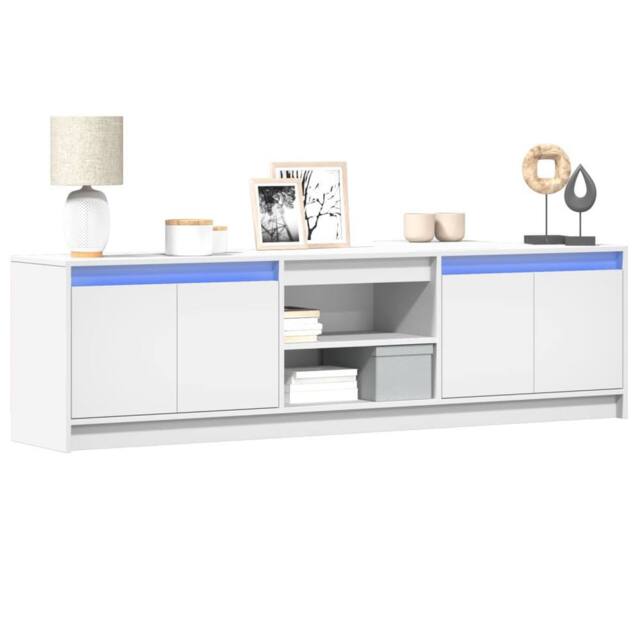 Berkfield Home TV Cabinet with LED White 180x34x50 cm Engineered Wood - Size: 180 x 34 x 50 cm - image 1