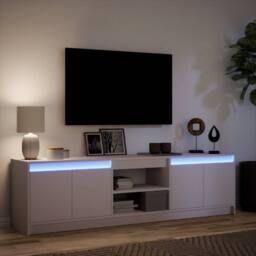 Berkfield Home TV Cabinet with LED White 180x34x50 cm Engineered Wood - Size: 180 x 34 x 50 cm - thumbnail 5