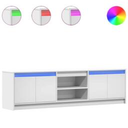 Berkfield Home TV Cabinet with LED White 180x34x50 cm Engineered Wood - Size: 180 x 34 x 50 cm - thumbnail 2