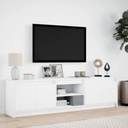 Berkfield Home TV Cabinet with LED White 180x34x50 cm Engineered Wood - Size: 180 x 34 x 50 cm - thumbnail 4