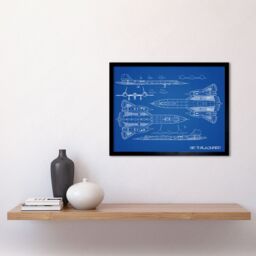 "Artery8 Wall Art Print SR-71 Blackbird Habu Us Aircraft Spy Plane Blue Plan Art Framed - Size: W12"" x H16""" - thumbnail 2