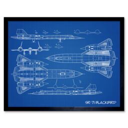 "Artery8 Wall Art Print SR-71 Blackbird Habu Us Aircraft Spy Plane Blue Plan Art Framed - Size: W12"" x H16""" - thumbnail 1