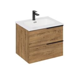 Banyetti Akiro 600mm WallHung Vanity Unit with Athena Basin-Walnut in Walnut - thumbnail 4