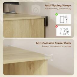 NESTLUNE Computer Desk with Lockable File Drawers, Oak Wood Effect in Natural - Size: 100 cm x 15 cm - thumbnail 3