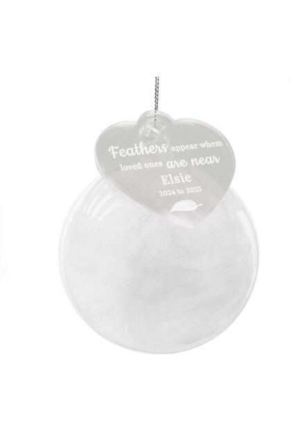Personalised Memento Company Personalised White Memorial Feather Bauble - image 1