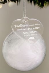 Personalised Memento Company Personalised White Memorial Feather Bauble - thumbnail 3