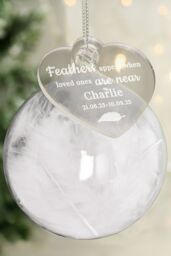 Personalised Memento Company Personalised White Memorial Feather Bauble - thumbnail 4