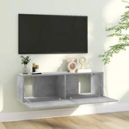 Berkfield Home TV Cabinet Concrete Grey 100x30x30 cm Engineered Wood - Size: 100 x 30 x 30 cm - thumbnail 3