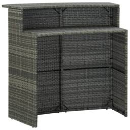 Berkfield Home Elegant 5 Piece Garden Bar Set with Cushions Poly Rattan Grey - thumbnail 7