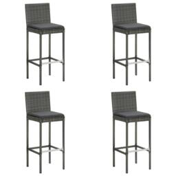 Berkfield Home Elegant 5 Piece Garden Bar Set with Cushions Poly Rattan Grey - thumbnail 3
