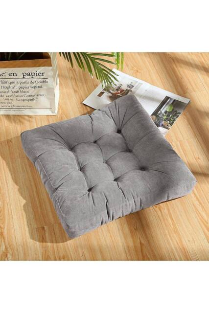 Garden Sanctuary Grey Square Corduroy Seat Cushion Tatami Futon, 50 cm W x 50 cm D - image 1