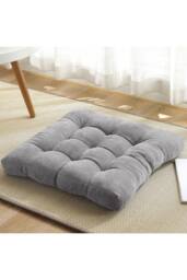 Garden Sanctuary Grey Square Corduroy Seat Cushion Tatami Futon, 50 cm W x 50 cm D - thumbnail 2