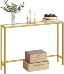 Storvo Gold Metal Hallway Console Table - thumbnail 7