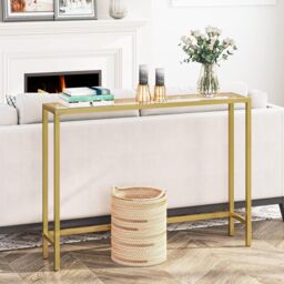 Storvo Gold Metal Hallway Console Table - thumbnail 3