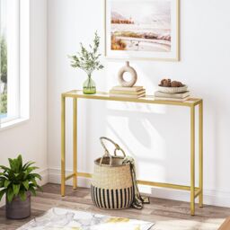 Storvo Gold Metal Hallway Console Table - thumbnail 2