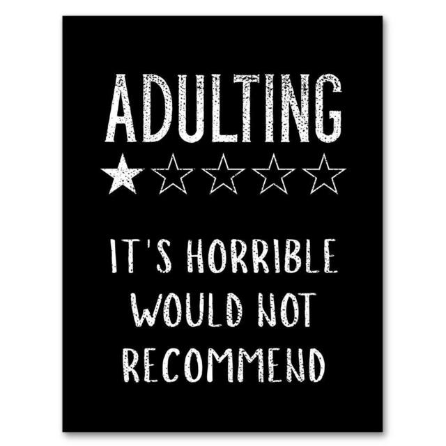 Artery8 Adulting One Star Would Not Recommend Funny Framed Wall Art Print in Black - Size: A4 - image 1