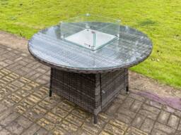Fimous Outdoor Rattan Garden Furniture Dining Set Table & Chair Set Wicker Patio 4 Chairs Plus Round Table in Dark Grey - thumbnail 5