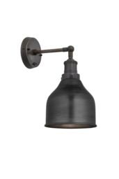 Industville Brooklyn Cone Wall Light, 7 Inch, Pewter, Pewter Holder in Dark Grey - thumbnail 3