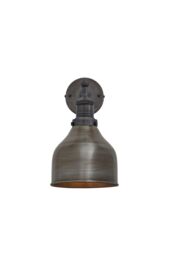 Industville Brooklyn Cone Wall Light, 7 Inch, Pewter, Pewter Holder in Dark Grey - thumbnail 1