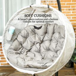 OUTSUNNY Hanging Egg Chair Outdoor Indoor Swing Chair, Folding Basket in Brown - thumbnail 4
