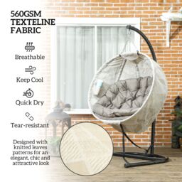 OUTSUNNY Hanging Egg Chair Outdoor Indoor Swing Chair, Folding Basket in Brown - thumbnail 6