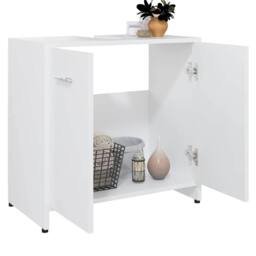 Berkfield Home Sturdy Bathroom Cabinet White 60x33x61 cm Engineered Wood - Size: 60 x 33 x 61 cm - thumbnail 4