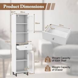 Kelvenix Living Room Storage Organizer Bathroom Cabinet in White - thumbnail 2