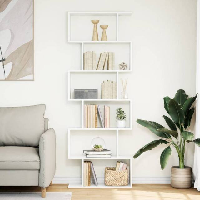 Berkfield Home Room Divider Bookcase 6-Tier White 70x24x193 cm Engineered Wood - Size: 70 x 24 x 193 cm - image 1