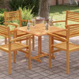 Berkfield Home Table Top Solid Teak Wood Square 80x80x2.5 cm in Brown - thumbnail 2