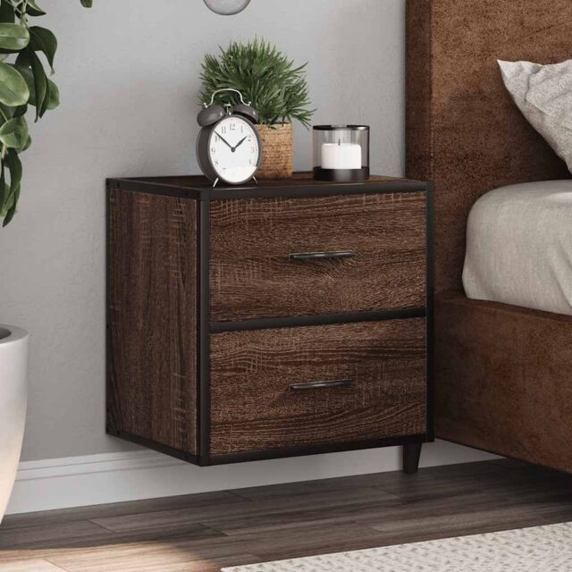 Berkfield Home Wall-mounted Bedside Cabinets 2 pcs Brown Oak 40x31x39.5 cm - image 1