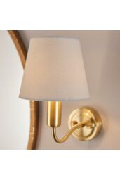 Netlighting Conway Classic Wall Lamp Satin Brass with Ivory Tapered Shade & Pull Cord Switch IP44 in Gold - thumbnail 6