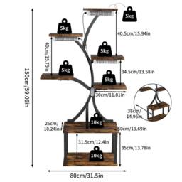 Havendro Large Plant Stand with Grow Lights Metal Frame in Black - thumbnail 2