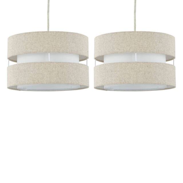 First Choice Lighting Set of 2 Benni - Natural Linen 26cm Pendant Shades - image 1