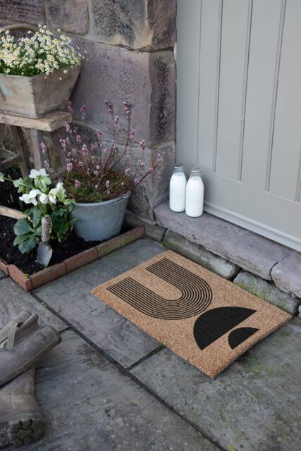 Artsy Mats Abstract Half Moons Design Doormat in Black - Size: 40 cm x 60 cm - image 1