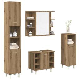 Berkfield Home 4 Piece Bathroom Furniture Set Artisan Oak Engineered Wood in Brown - thumbnail 2