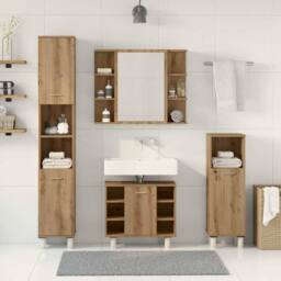 Berkfield Home 4 Piece Bathroom Furniture Set Artisan Oak Engineered Wood in Brown - thumbnail 3