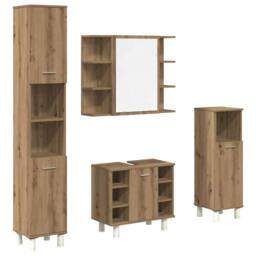 Berkfield Home 4 Piece Bathroom Furniture Set Artisan Oak Engineered Wood in Brown - thumbnail 1
