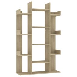 Berkfield Home Book Cabinet Sonoma Oak 86x25.5x140 cm Engineered Wood in Brown - thumbnail 2