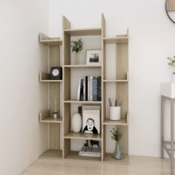 Berkfield Home Book Cabinet Sonoma Oak 86x25.5x140 cm Engineered Wood in Brown - thumbnail 3