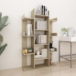 Berkfield Home Book Cabinet Sonoma Oak 86x25.5x140 cm Engineered Wood in Brown - thumbnail 1