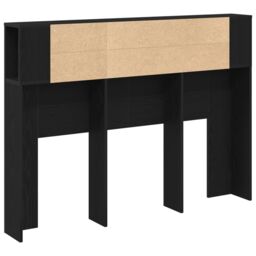Berkfield Home Black Oak Headboard Cabinet - 140x19x104.5 cm - Made from Engineered Wood - thumbnail 4