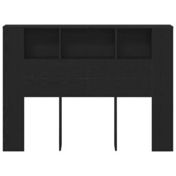 Berkfield Home Black Oak Headboard Cabinet - 140x19x104.5 cm - Made from Engineered Wood - thumbnail 5