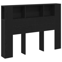 Berkfield Home Black Oak Headboard Cabinet - 140x19x104.5 cm - Made from Engineered Wood - thumbnail 3